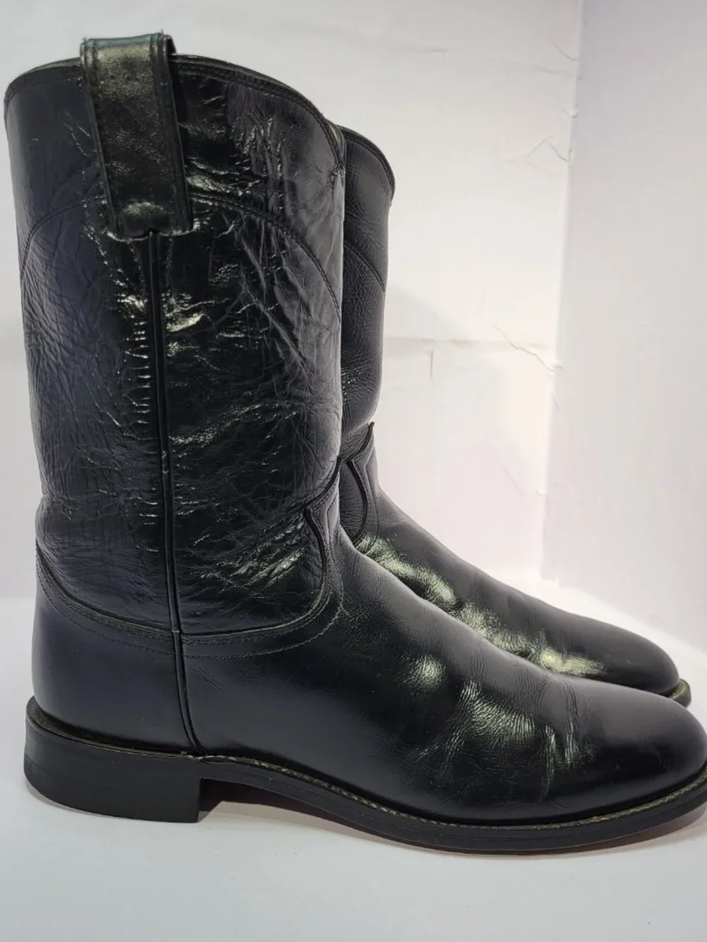 Justin Jackson Classic Men's Size 8.5D Black Leather Western Roper Boots 3133